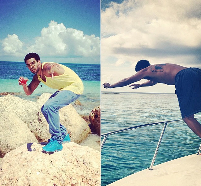 Zpěvák Drake se nám snaží osvěžit v moři